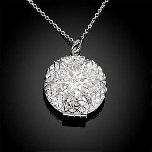 Wholesale silver plated pendant,925 fashion Silver colorjewelry photo frame pendants necklace for women/men +chain