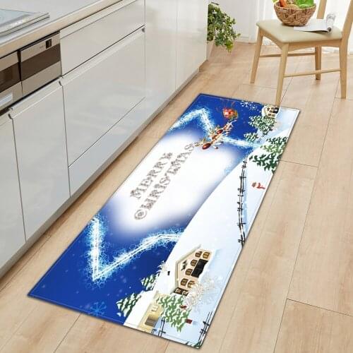 Christmas Kitchen Mat Entrance Doormat Bedroom Bedside Decorative Carpet Home Balcony Anti-Slip Floor Mat Hallway Long Rug Bath