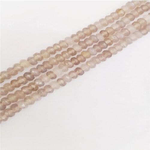1 Strand 4x6mm Gray Agate Facet Wheel Loose Beads DIY Fashion Jeawelry Making Accessories Unisex 15.5"