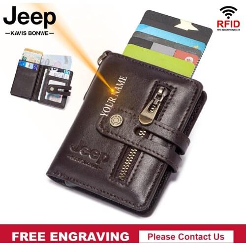 2021 Rfid Genuine Leather Slim Wallet Mini Wallet Card Holder Small Money Bag Male Brand Purse Men Designer Anti-theft Card Case