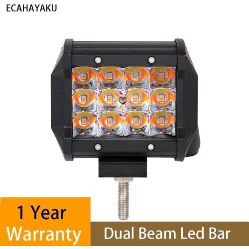 ECAHAYAKU Triple rows 4" 36W Led Light Bar Dual color 4000K/6000K Strobe IP68 Led Bar for Offroad SUV 4WD 4X4 Trailer Trucks 12V