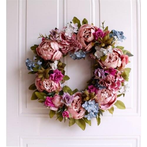 Artifical Wreath Vine Floral Peny Wreath Door Flowers Wall Art Decor Wedding Home Decoration Spring Fall Wreath Everyday