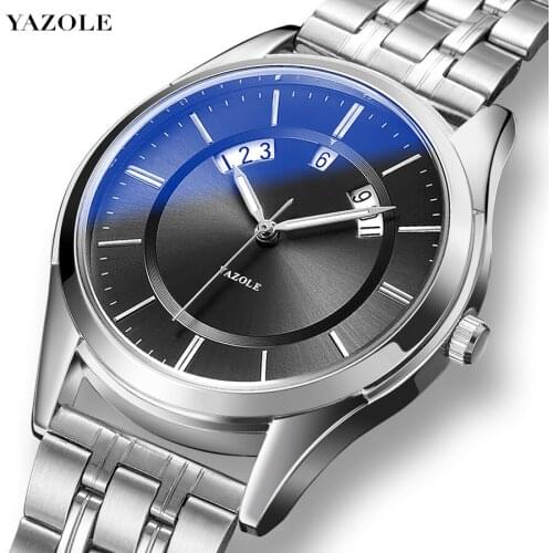 Yazole 2020 New Fancy Blue Dial Steel Watch For Men Business Mens Watch Men Quartz Watch Stainless Steel Strap Men Watches Clock
