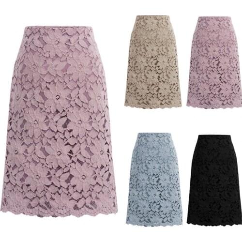 Skirt Stylish Solid Color Lace Skirt Elegant Office Lady Skirt High Waist for Party