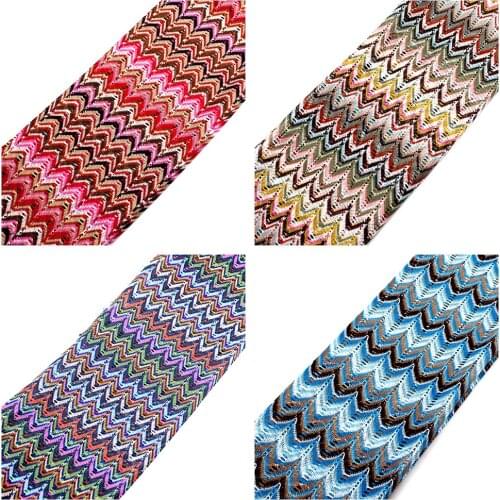 YACKALASI Crochet Knitting Lace Fabrics 1 Yard Zig Zag Wave Striped Dress Skirt Lace Knitting Mesh Fashion Fabrics 150CM Wide