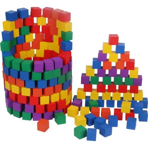 12 Pcs/set 3D wooden cube square building block colorful DIY game toy educational toys for kindergarten children