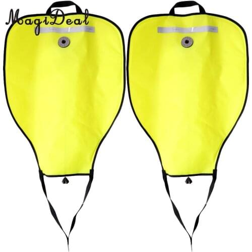 2Pcs/Set High Visibility Reflective Scuba Diving Dive 50lbs Salvage Lift Bag SMB Safe Marker Buoy & Dump Valve Yellow