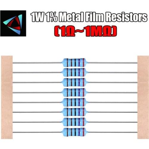 20pcs 1W 1R~2.2M 1% Metal film resistor 100R 220R 1K 1.5K 2.2K 4.7K 10K 22K 47K 100K 100 220 1K5 2K2 4K7 ohm resistance