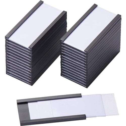 50Pcs Magnetic Label Holders with Magnetic Data Card Holders with Clear Plastic Protectors for Metal Shelf (1 x 2 Inch)
