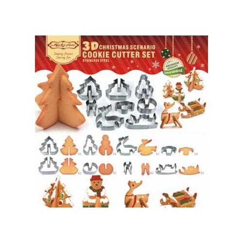 50 sets Cake Cookie Biscuit Mousse Moulds 3D 8pcs Christmas Stainless Steel Fondant Icing Mold Cutter DIY Baking Tools