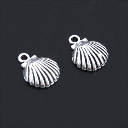 50Pcs Silver Color Scallop Charms Seashell Summer Pendant Fit Necklaces Ornaments Jewelry Wholesales 12X9mm A3226