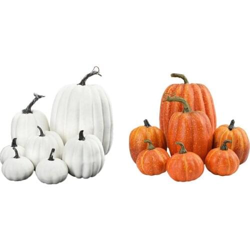 7PCS/Set Halloween Artificial Pumpkins Harvest Fall Harvest Thanksgiving Home Decor Photography Props