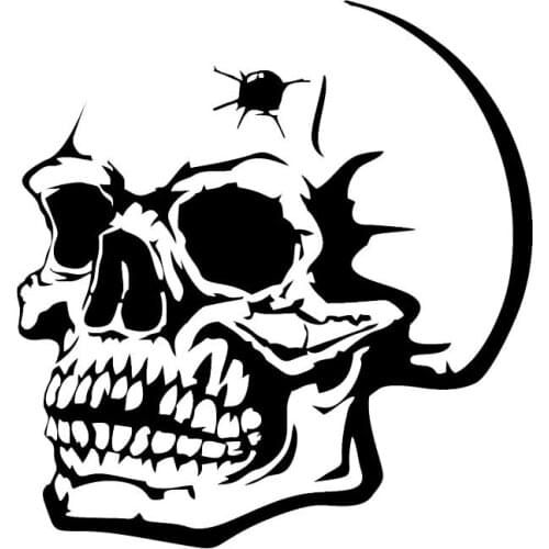 Car Sticker Personality Funny Bullet Pierced Skull Graphic Car Decoration Sticker Suitable for Various Models, 16cm*15cm
