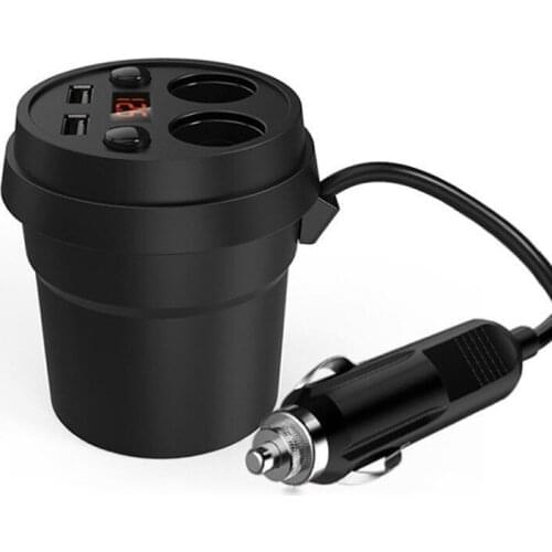 3.1A 2 USB Car-charger DC12 Cigarette Lighter Splitter For GPS DVR Charge Cup Car Charger Multi-function Display Voltage