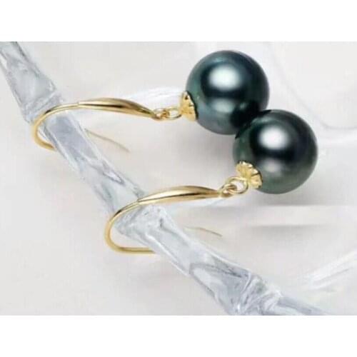 >>>>noble jewelry 18k 9-10 MM natural SouthSea akoya Freshwater Pearls earrings
