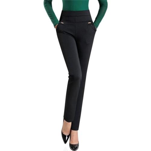 Korean Style Casual Pants For Women 2020 New Fashion High Waist Stretc Pants Skinny Straight Trousers Black Plus Size 5XL
