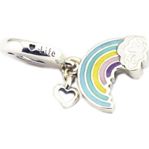 DIY Beads for Jewelry Making Sterling-Silver-Jewelry Rainbow Of Love Bead Mixed Enamel Charms Silver 925 Berloque Perles