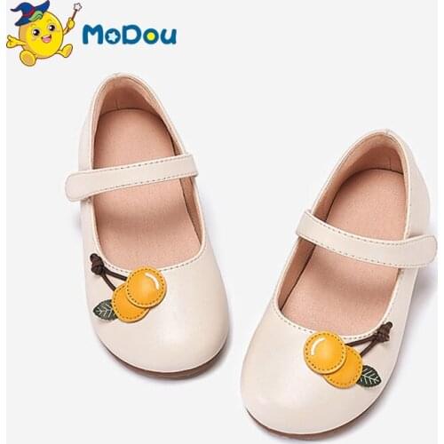 Mo Dou Girls Baby Leather Shoes 2021 Autumn New Princess Shoes Toddler Children Soft Botton Hook And Loop 3-8 Years Old Cute