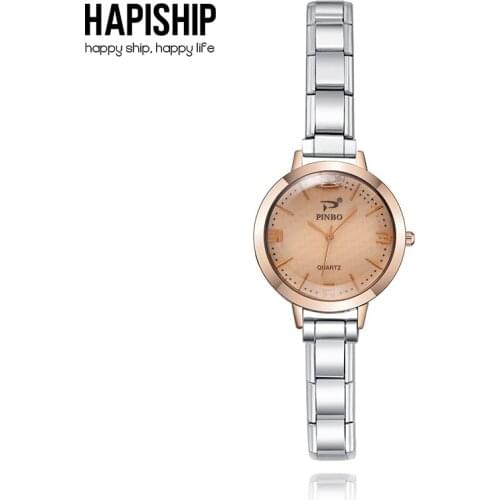 Hapiship 2021 Fashion Men Women Dark Brown Watch Stainless Steel Bracelet Bangle For Party Friend Wife Birthday Jewelry G012