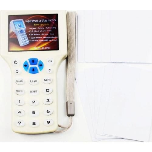 English Super Handheld Rfid NFC Copier Reader Writer Cloner 9 Frequency +5Pcs 125khz Card+5Pcs 13.56mhz UID Changeable Card
