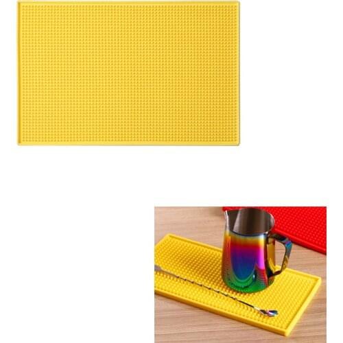 Yellow Rubber Bar Mat - Bar Service Spill Mat - Waterproof Dish Drying Mat - 24 x 12 inch