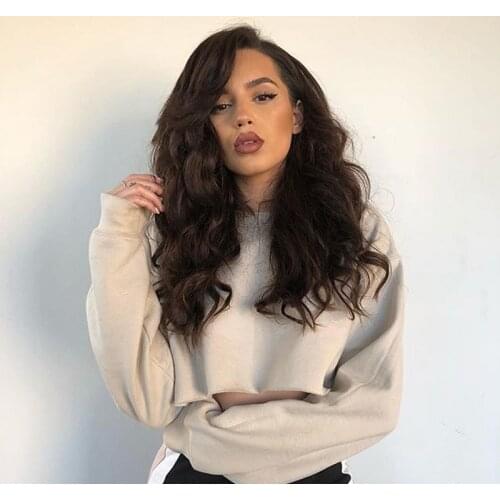 Women Gym Running Crop Top Long sleeve Short Hoddies Loose Sweatshirt Sports Fitness Solid Cotton P301