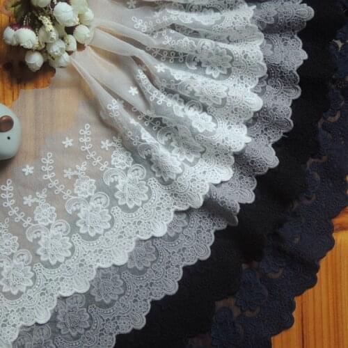 3Yards/Lot DIY Handmade Lace Grey Navy Blue Gauze Embroidery Lace Accessories National Wide 19cm