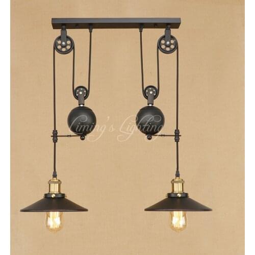 Loft Retro Hanging Pulley Pendant Lights Pendant Lamps E27 LED Adjustable Vintage For Living Room Restaurant Bedroom