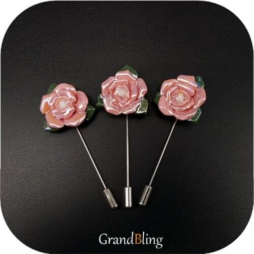 Fancy Design of Hand-made Glazy Ceramic Rose Lapel Pins for Ladys Dress/Hat Accessories