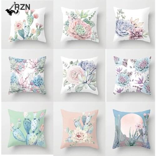 Meaty Throw Pillowcase Plant Pattern Printing Polyester Decoration Cactus Aloe Green Cushion Cover Bench Sofa Fluffy Pillow Case