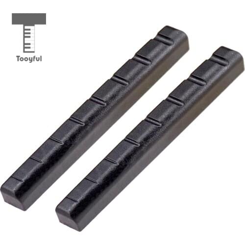 Tooyful Set of 2 Black Plastic Slotted Nut Saddle for 8 String Guitar Ukulele Musical Instrument Parts