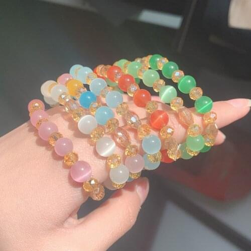 New Charm 6 MM Glass Beaded Bracelet Multi-colored Fashion Jewelry for Women Handmade Round Bracelet Bangle Wholesale