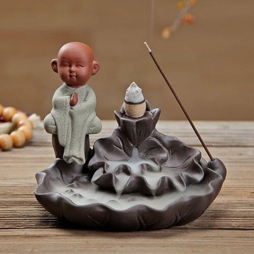 PINNY Creative Bouddha Ceramic Backflow Incense Burner Handmade Stick Incense Holder Home Decoration Ceramic Crafts Censer
