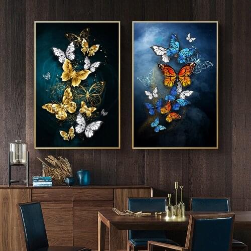Color Butterfly Poster and Print Abstract Painting Canvas Wall Art Decorative Pictures for Living Room Nordic Cuadros Home Decor