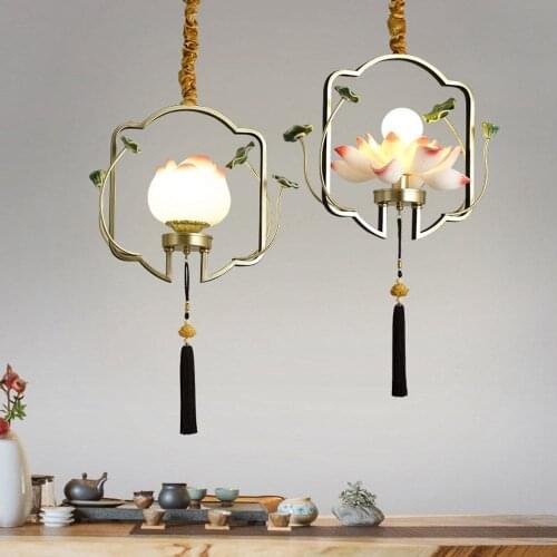 Modern Golden Wire Lotus Dining Room Pendant Lamp Suspension Hanging Light Bedroom Balcony Corridor Embedded Pendant Lamp