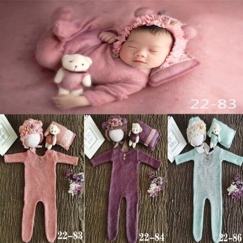 0-1 Month Newborn Photography Props Hat Baby Boy Girl Romper Bodysuits Outfit Photography Baby Studio Shooting Props Clothing
