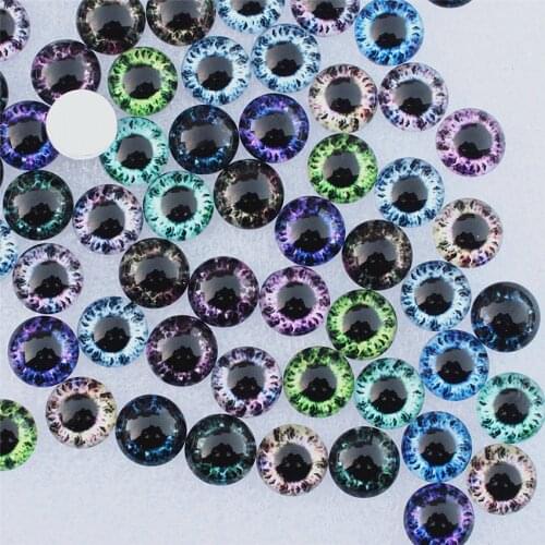 6mm Random Mixed Dragon Eyes Round Glass Cabochon Flatback Photo Cabochons for Charm Base Accessories by pair 50pcs/lot K06123