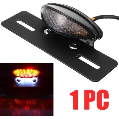 12V LED Motorcycle Bobber Red Yellow Rear Tail Light Brake Turn Signal License Number Plate Integrated Lamp for Dirt Bike ATV