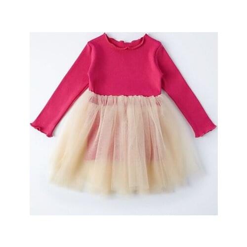 2019 Spring Autumn Kids Dresses for Girls Fashion Sweater Mesh Tutu Splice Girls Dress Infant Party Princess Dress Baby Clothing