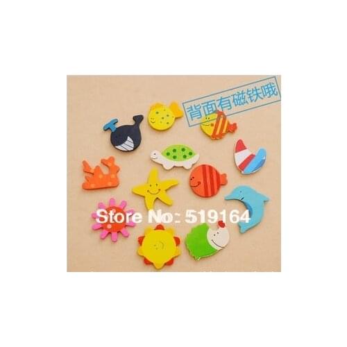 Colorful Animals (12pcs in one pack) Wooden Fridge Magnets