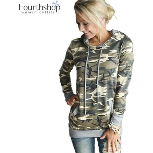 2021 New Camouflage Sweatshirts and Hoodies for Women Autumn Spring Military Camo Tracksuits Casual Hooded Pullover Female XXL