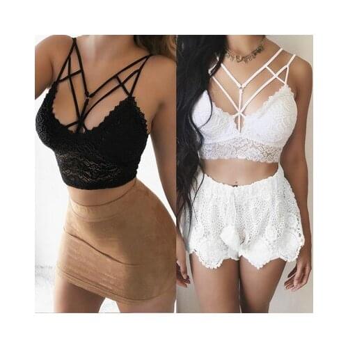2019 Women Lace Strap V-neck Bras Bandage Short Croped Top Woman Summer Sexy Plus Size Tops Ladies Vest Underwear S-3XL