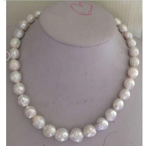 Classic11-12mm white baroque keshi pearl necklace 18inch 925s