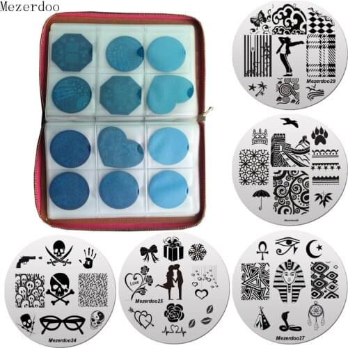 1 Pcs 240Slots Nail Stamping Plates Holder Case+10 Pcs 5.5cm Dancer Love Style Round Nail Art Stamp Image Plate Nail Tools