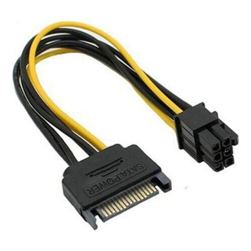 1pcs 15pin to 6pin SATA Patch Cord Power Line Cable Adapter 0.2m