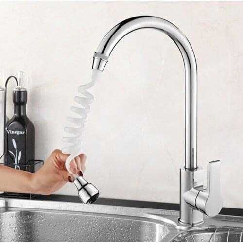 ABS Plastic White Faucet Spring Tube Portable Pullable for Bathroom Shower 360° Rotatable Kitchen Supplies 1Pcs Long Hose