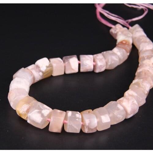 15.5"/strand Natural Cherry Blossom Agates Faceted Nugget Loose Beads,Sakura Stone Gems Rondelle Pendants For Jewelry Making