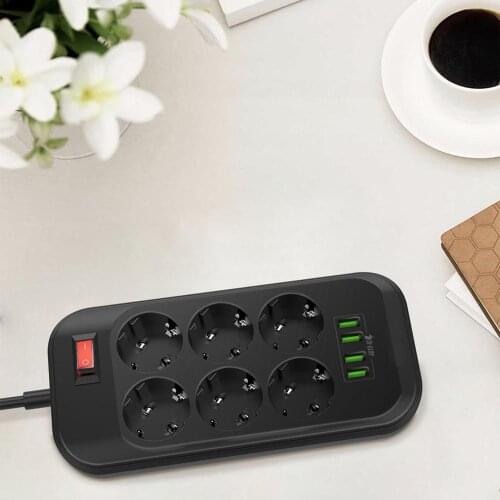 4 USB Phone Charger Multiple Power Sockets 6 EU Outlet Power Strip Charger For Home/Restaurant Charging Mobile Phone &ZH