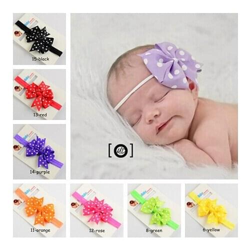50 pcs/lot polka dot bow headband