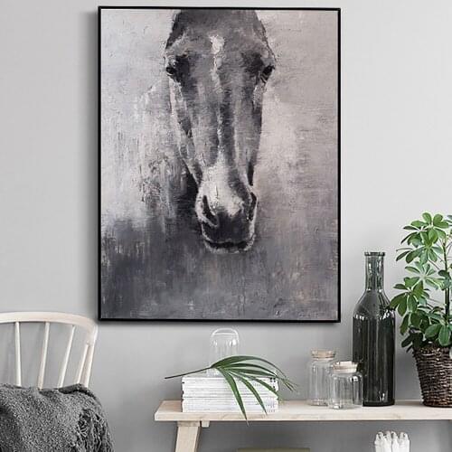 Abstract Horse Handmade Oil Painting On Canvas Modern Home Office Wall Art Decoration Animal Picture Hand Painted Unframed Mural